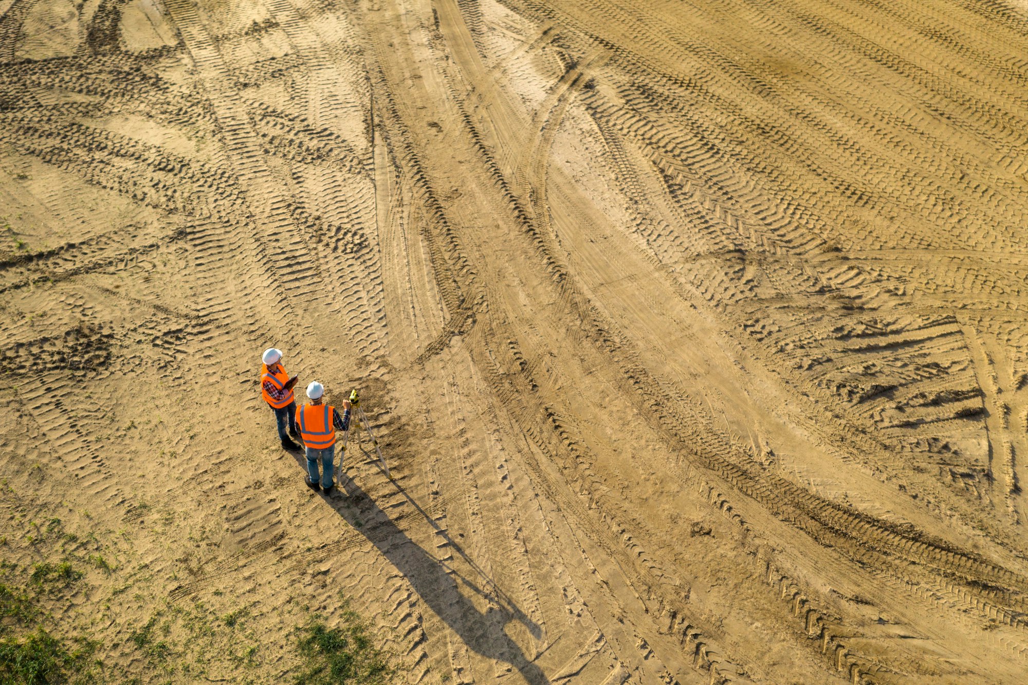 Aerial view of a large construction site